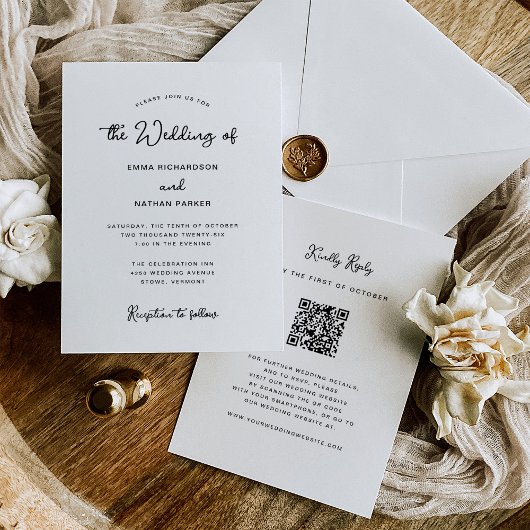 Zoet en grillig | QR-code en RSVP-bruiloft Kaart