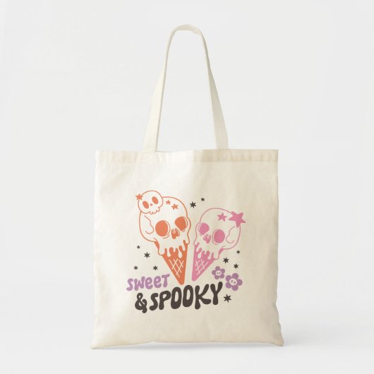 Zoet en Spooky Retro Groovy Halloween Tote Bag (Voorkant)