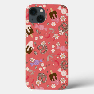Zoet en zout behandelt rood patroon iPhone 13 hoesje