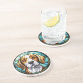 Zoet Glas in lood Beagle Hound Dog Zandsteen Onderzetter (Zijkant)
