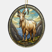 Zoet Glas in lood Billy Goat Keramisch Ornament (Links)