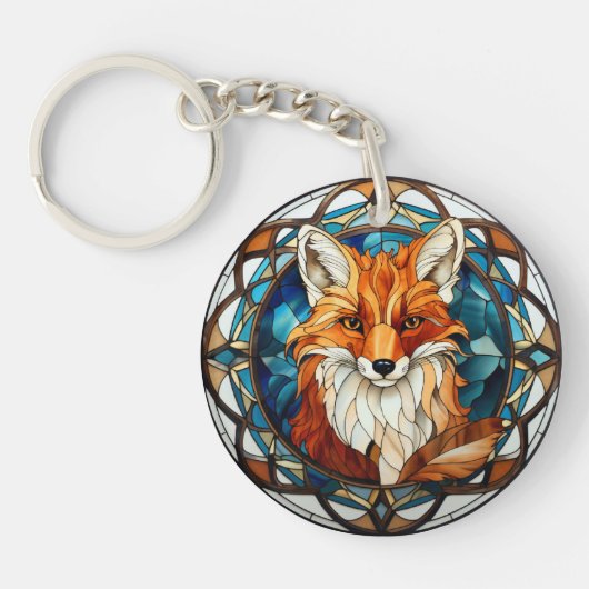 Zoet Glas in lood Forest Fox Sleutelhanger (Voorkant)