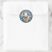 Zoet Glas in lood Rundvee Koe Ronde Sticker (Tas)
