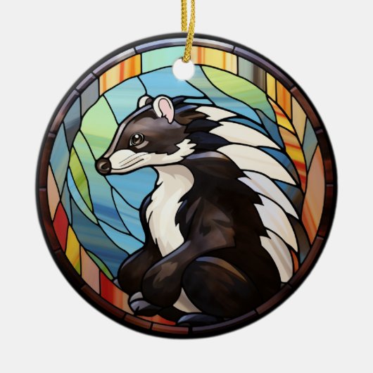 Zoet Glas in lood Skunk Keramisch Ornament (Voorkant)