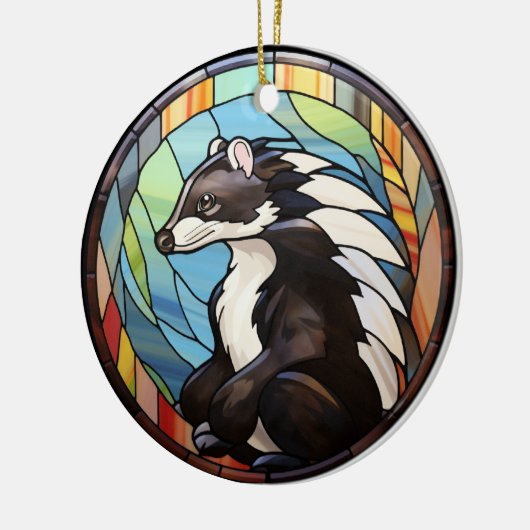 Zoet Glas in lood Skunk Keramisch Ornament (Links)