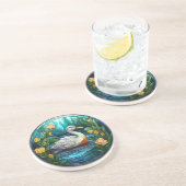 Zoet Glas in lood Wilde Eenden Zandsteen Onderzetter (Zijkant)