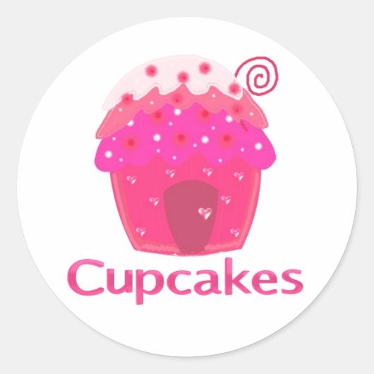 Zoet Huis voor Cupcakes Ronde Sticker (Voorkant)