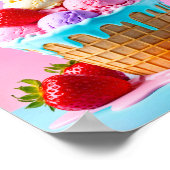 Zoet ijs met aardbeien poster (Hoek)