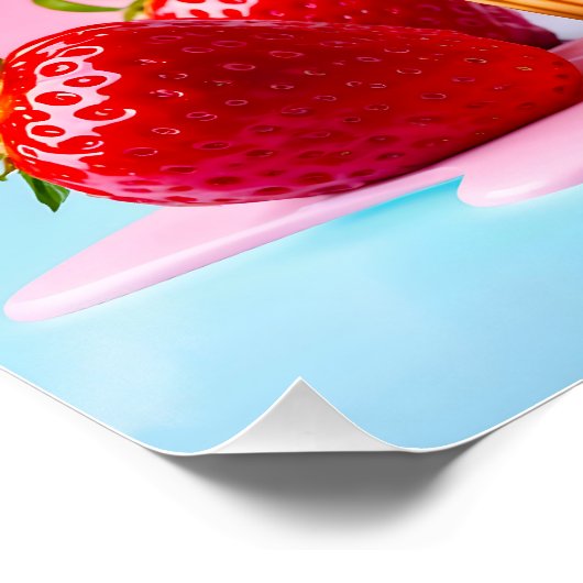Zoet ijsje met aardbeien Glanzend Poster Perfect Poster (Hoek)