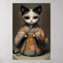 Zoet Kat als Geisha Girl in Kimono Robe