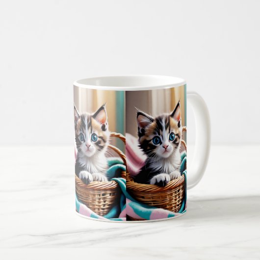 Zoet Kat in een mandje - Gezellig moment Koffiemok (Voorkant rechts)
