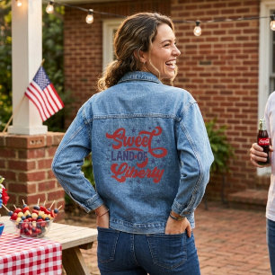 Zoet Land van Vrijheid 4 juli Patriottisch Denim Jacket