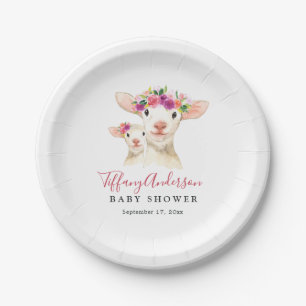 Zoet Mam En Baby Lamb Bloemen Baby shower Bord