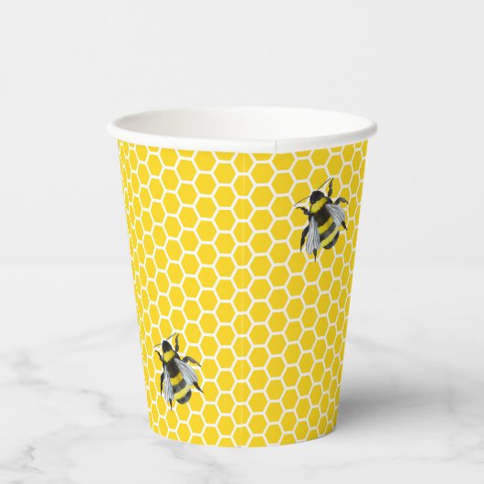 Zoet Mama-to-Bee geel Baby shower Papieren Bekers (Rechts)