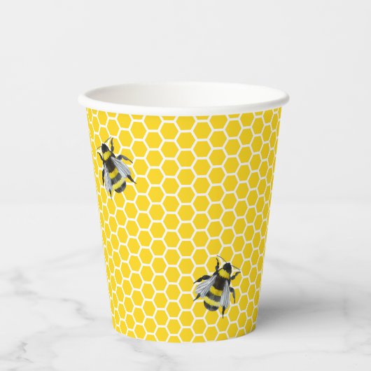 Zoet Mama-to-Bee geel Baby shower Papieren Bekers (Voorkant)