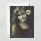 Zoet meisje met ventilator briefkaart (Voorkant / Achterkant)