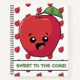 Zoet naar de Core Red Apple Pun Funny Cute Notitieboek