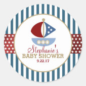 Zoet nautisch Baby shower Ronde Sticker (Voorkant)