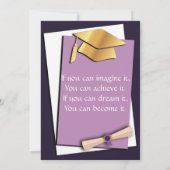 Zoet Paarse Elegant Afstuderen Kaart (Achterkant)