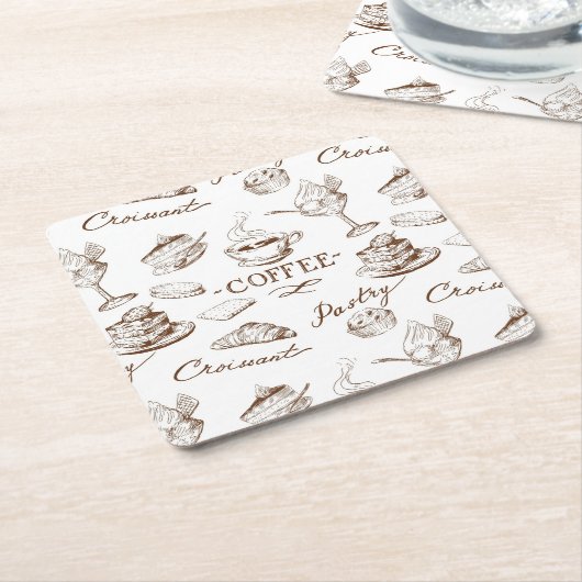 zoet papier vierkante kartonnen onderzetter (Schuin)