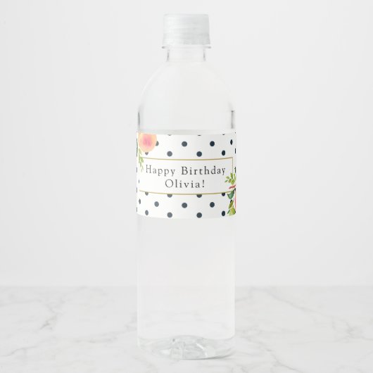 Zoet Peach Birthday Water Label Waterfles Etiket (Voorkant)