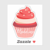 Zoet rood fluweel crème cupcake sticker (Vel)