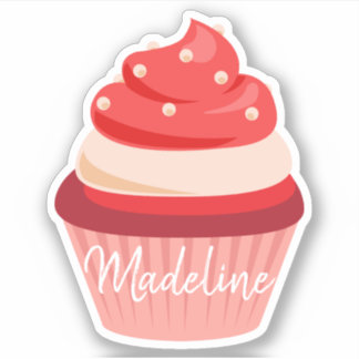 Zoet rood fluweel crème cupcake sticker
