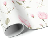 Zoet Roze Rozen Wrapping Papier (Rol Hoek)