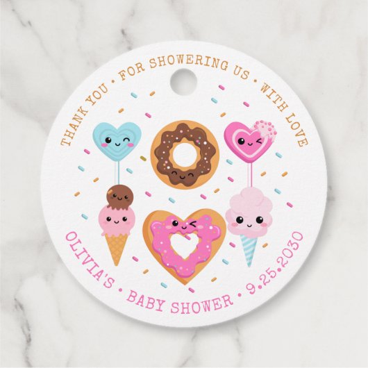 Zoet Snoep Land Strooit Donut Baby shower Bedankjes Labels (Achterkant)