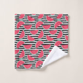 Zoet watermelon op Stripes Black & White Pattern Bad Handdoek (Wasdoekje)