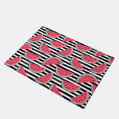 Zoet watermelon op Stripes Black & White Pattern Deurmat (Schuin)