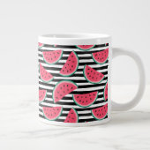 Zoet watermelon op Stripes Black & White Pattern Extra Grote Beker (Rechts)