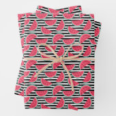 Zoet watermelon op Stripes Black & White Pattern Inpakpapier Vel (In situ)