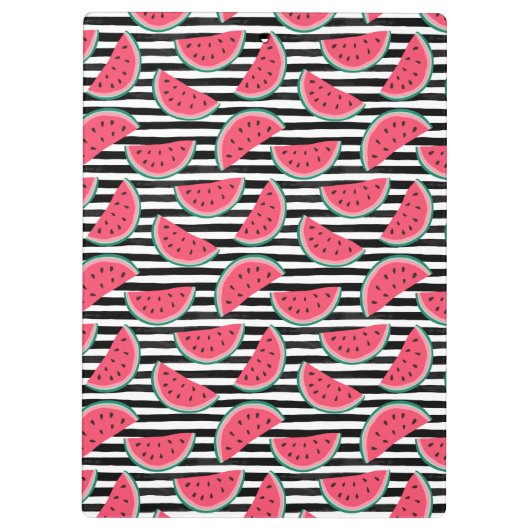 Zoet watermelon op Stripes Black & White Pattern Klembord (Achterkant)