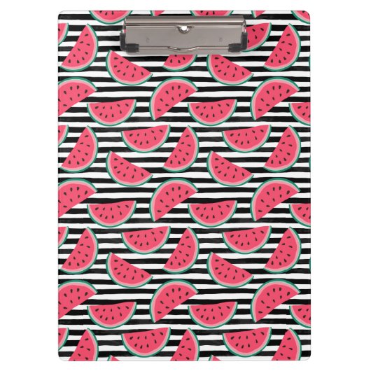 Zoet watermelon op Stripes Black & White Pattern Klembord (Voorkant)