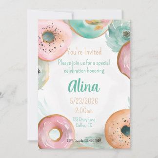 Zoet Waterverf Roze Donut Sticker Kaart