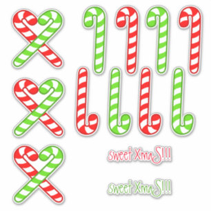zoet XmaS Cool Candy Cane - Red en Green Custom Sticker