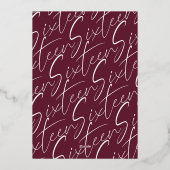 Zoet Zestien Bourgogne Rood en Goud 16e Verjaardag Folie Uitnodiging (Achterkant)