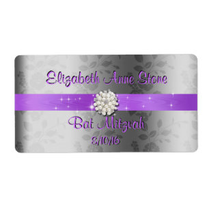 Zoet Zestien, Paarse & Parels Waterflesetiketten Etiket