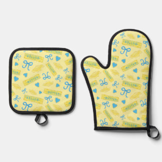 Zoet & Zout Boter Bogen en Hartjes Patroon Ovenwant & Pannenlap Set