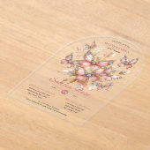 Zoete15 Vlinders QUINCEANERA Roze Roze Diamant Acryl Uitnodigingen (Laagn)