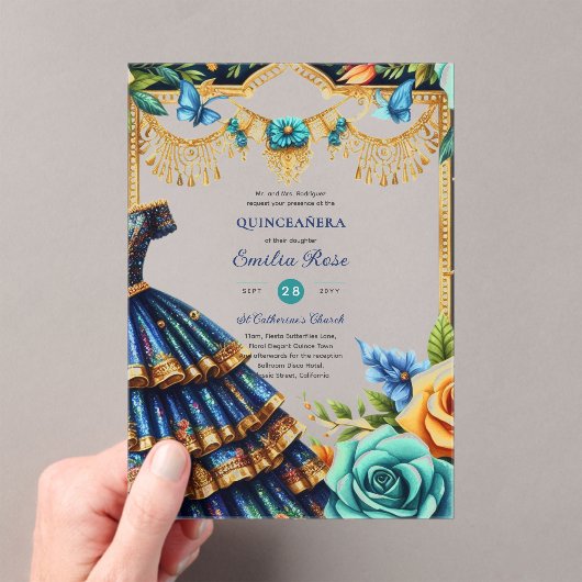 Zoete 15 verjaardag Quinceanera Vlinders Fiesta Acryl Uitnodigingen (Insitu (Draagbaar))