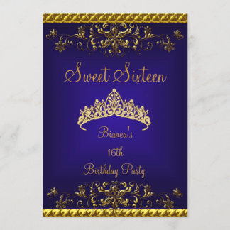 Zoete 16 16e Diepblauwe Gouden Diamanten Tiara Kaart
