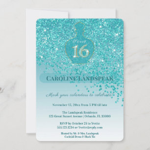 Zoete 16 Azure Geur Teal Blauwe Glitterlint Kaart