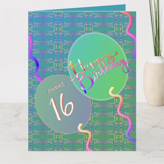 Zoete 16 ballonnen gevouwen wenskaart kaart (Voorkant)