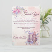 Zoete 16 bedankkaart kaart (Staand voorkant)