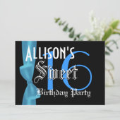 Zoete 16 Birthday Faux Blue Bow Kaart (Staand voorkant)