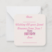 Zoete 16 Birthday Note Card Notitiekaartje (Achterkant)