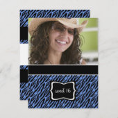 Zoete 16 Birthday Party Invitations {Zebra Print} Kaart (Voorkant / Achterkant)