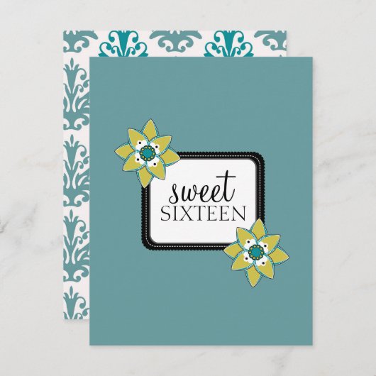 Zoete 16 Birthday Party Uitnodigingen {Boho Chic} (Voorkant / Achterkant)